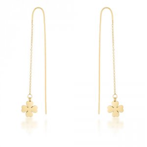 Icon J11807 Patricia Gold Stainless Steel Clover Threaded Drop Earring