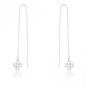 Icon J11808 Patricia Rhodium Stainless Steel Clover Threaded Drop Earr