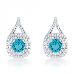 Icon J11812 Christal 2.3ct Aqua Cz Rhodium Classic Drop Earrings E5017