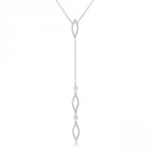 Icon J11817 Carmela 0.6ct Cz Rhodium Classic Drop Lariat Necklace N013