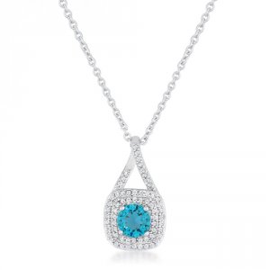 Icon J11819 Christal 1.2ct Aqua Czrhodium Classic Necklace P50177r-c31