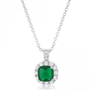 Icon J11820 Liz 2.6ct Emerald Cz Rhodium Classic Necklace P50178r-c40