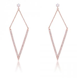 Icon J11821 Michelle 1.2ct Cz Rose Gold Delicate Pointed Drop Earrings