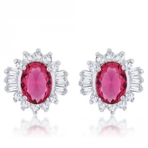 Icon J11825 Chrisalee 3.3ct Ruby Cz Rhodium Classic Stud Earrings E501