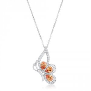 Icon J11829 Karen 2.8ct Champagne Cz Rhoidum Butterfly Drop Necklace P