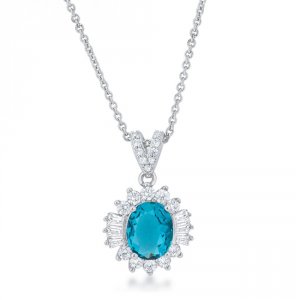 Icon J11844 Chrisalee 3.2ct Aqua Cz Classic Drop Necklace P50179r-c32