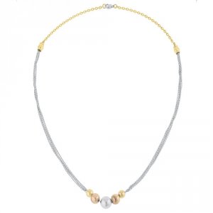 Icon J11857 Bella Tri-tone Stainless Steel Layered Ball Statement Neck