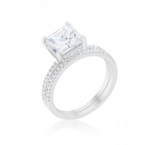 Icon J11914 Princess Solitaire Wedding Set Ring (size: 06) R08444r-c01