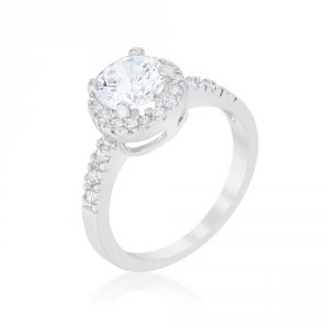 Icon J11941 Solitaire Engagement Ring With Pave Halo (size: 05) R08024