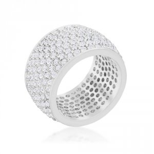 Icon J11950 Wide Pave Cubic Zirconia Silvertone Band Ring (size: 07) R