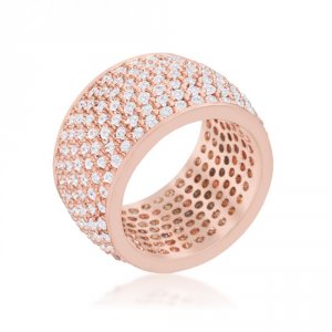 Icon J11959 Wide Pave Cubic Zirconia Rose Gold Band Ring (size: 09) R0