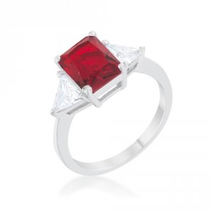 Icon J12046 Classic Ruby Rhodium Engagement Ring (size: 05) R08451r-c1