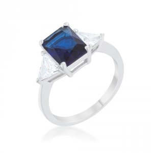 Icon J12060 Classic Sapphire Rhodium Engagement Ring (size: 05) R08451