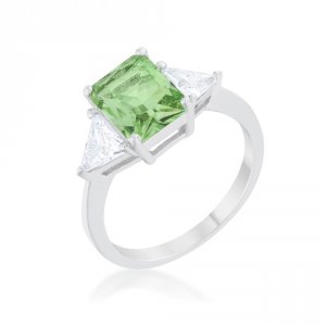 Icon J12081 Classic Peridot Rhodium Engagement Ring (size: 05) R08451r