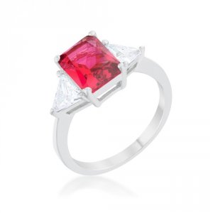 Icon J12095 Classic Fuchsia Rhodium Engagement Ring (size: 05) R08451r