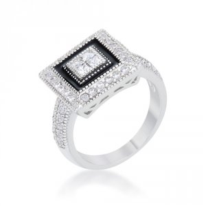 Icon J12126 Shira 0.7ct Cz Rhodium Antique Ring (size: 08) R08452r-v01