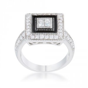 Icon J12128 Shira 0.7ct Cz Rhodium Antique Ring (size: 10) R08452r-v01