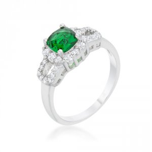 Icon J12131 Liz 1.1ct Emerald Cz Rhodium Classic Ring (size: 06) R0845