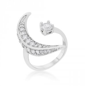 Icon J12187 Luna .75ct Cz Rhodium Delicate Ring (size: 06) R08459r-c01