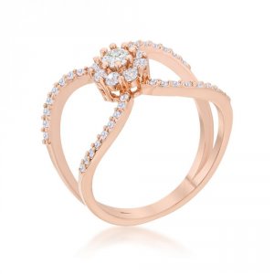 Icon J12207 Joyce 0.4ct Cz Rose Gold Delicate Floral Wrap Ring (size: 