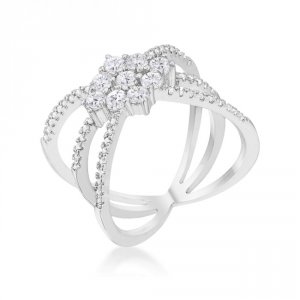 Icon J12229 Mindy 0.8ct Cz Rhodium Delicate Triple Wrap Ring (size: 06