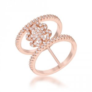 Icon J12256 Lauren 0.4ct Cz Rose Gold Delicate Clover Wrap Ring (size: