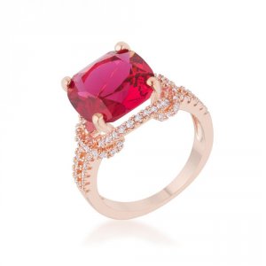 Icon J12264 Charlene 6.2ct Ruby Cz Rose Gold Classic Statement Ring (s