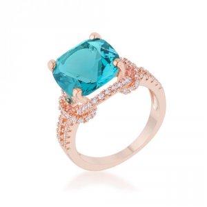 Icon J12272 Charlene 6.2ct Aqua Cz Rose Gold Classic Statement Ring (s