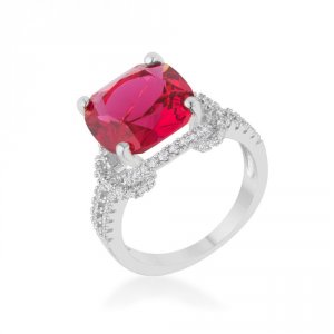 Icon J12281 Charlene 6.2ct Ruby Cz Rhodium Classic Statement Ring (siz