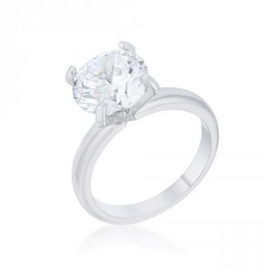 Icon J12301 Hanna 4.4ct Cz Rhodium Classic Solitaire Ring (size: 08) R