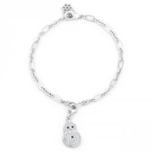 Icon J12345 Snowman 0.2ct Cz Rhodium Holiday Charm Bracelet B01490r-c0