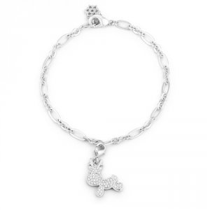 Icon J12346 Rudy 0.25ct Cz Rhodium Reindeer Charm Bracelet B01491r-c01