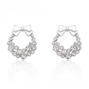 Icon J4554 Holiday Wreath Clear Crystal Earrings E50160r-c02