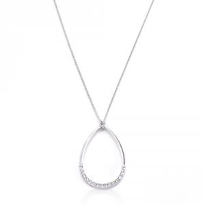 Icon J4671 Silver Tone Crystal Teardrop Necklace N01277r-c02