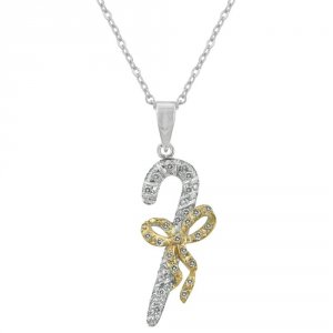 Icon J4754 Candy Cane Cubic Zirconia Pendant P11358t-c01