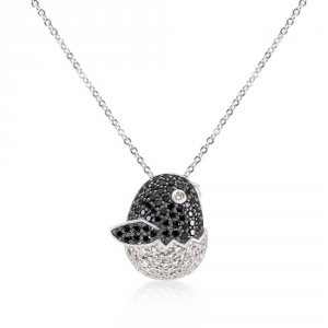 Icon J4785 Black And White Cz Baby Bird Pendant P11394t-c03