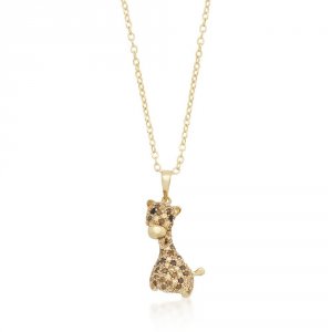 Icon J4786 Golden Cz Giraffe Pendant Necklace P11395g-v01