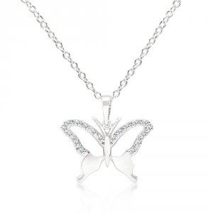 Icon J4793 Cz Butterfly Pendant Necklace P11401r-c01