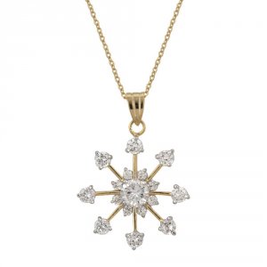 Icon J4935 Golden Snowflake Drop Pendant P50099t-c01