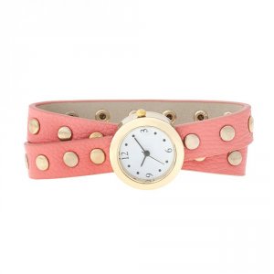 Icon J5207 Pink Round Studded Wrap Watch Co-cpwh1003-pink