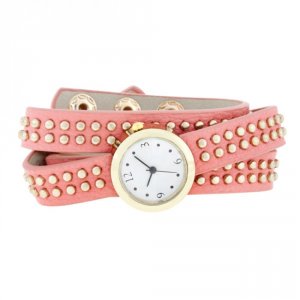 Icon J5211 Pink Mini Studded Wrap Watch Co-cpwh1005-pink