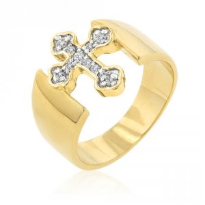 Icon J6834 Two-tone Finish Cross Ring (size: 05) R07544t-c01-05