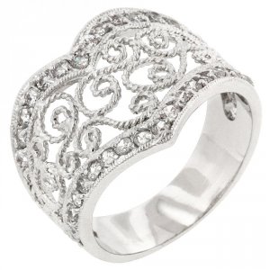 Icon J6841 Cubic Zirconia Filigree Hearts Ring (size: 05) R07546r-c01-