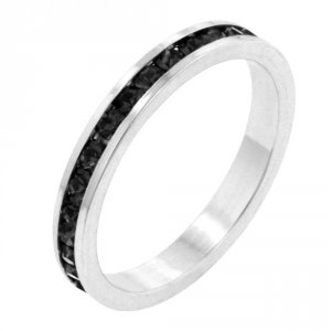 Icon J7914 Stylish Stackables With Jet Black Crystal Ring (size: 05) R