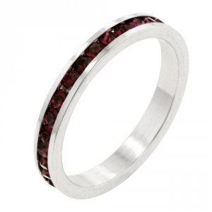 Icon J7921 Stylish Stackables With Garnet Crystal Ring (size: 05) R011