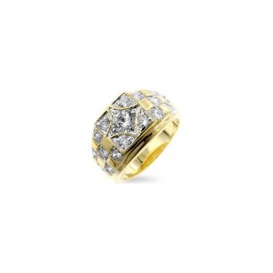 Icon J8061 Checkerboard Cubic Zirconia Ring (size: 12) R07209t-c01-12