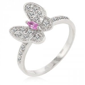 Icon J8504 Cubic Zirconia Butterfly Cocktail Ring (size: 07) R08132r-c