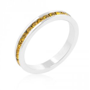 Icon J9095 Stylish Stackables With Yellow Crystal Ring (size: 05) R011