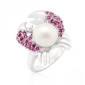 Icon J9160 Pearl Crab Cubic Zirconia Ring (size: 05) R08282r-v01-05