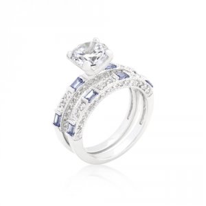 Icon J9421 Clear And Tanzanite Cubic Zirconia Ring Set (size: 08) R083